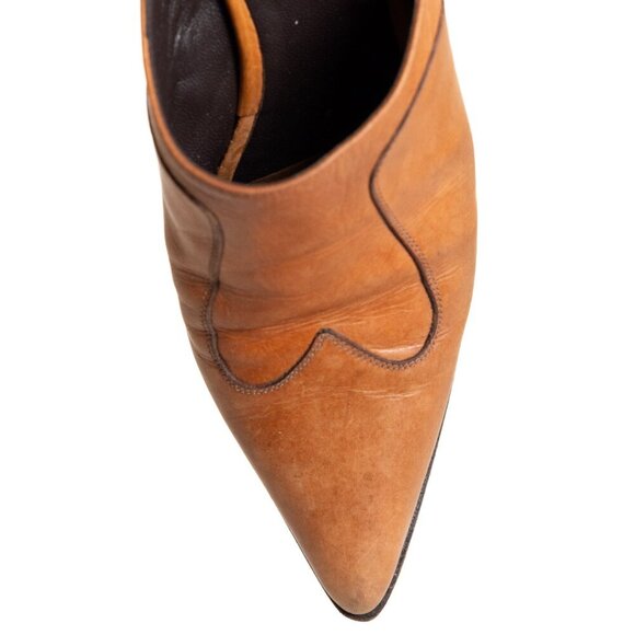 Vintage Gianni Barbato Mules Brown Leather Slip-On Western Italy EU 36.5 / US 6 - Picture 8 of 15